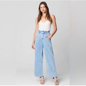 Blank NYC Women'sStand Strong Paperbag Wide Leg Jeans Light Blue Size S NWT
